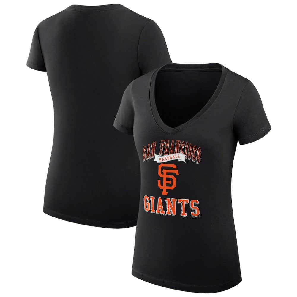 San Francisco Giants G-III 4Her by Carl Banks Women's Super-Slim Fit Lightweight Team Logo Graphic V-Neck T-Shirt - Black - MLB Online