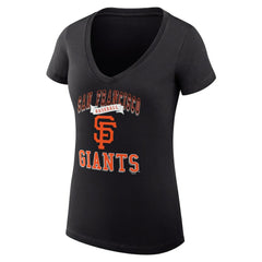 San Francisco Giants G-III 4Her by Carl Banks Women's Super-Slim Fit Lightweight Team Logo Graphic V-Neck T-Shirt - Black - MLB Online