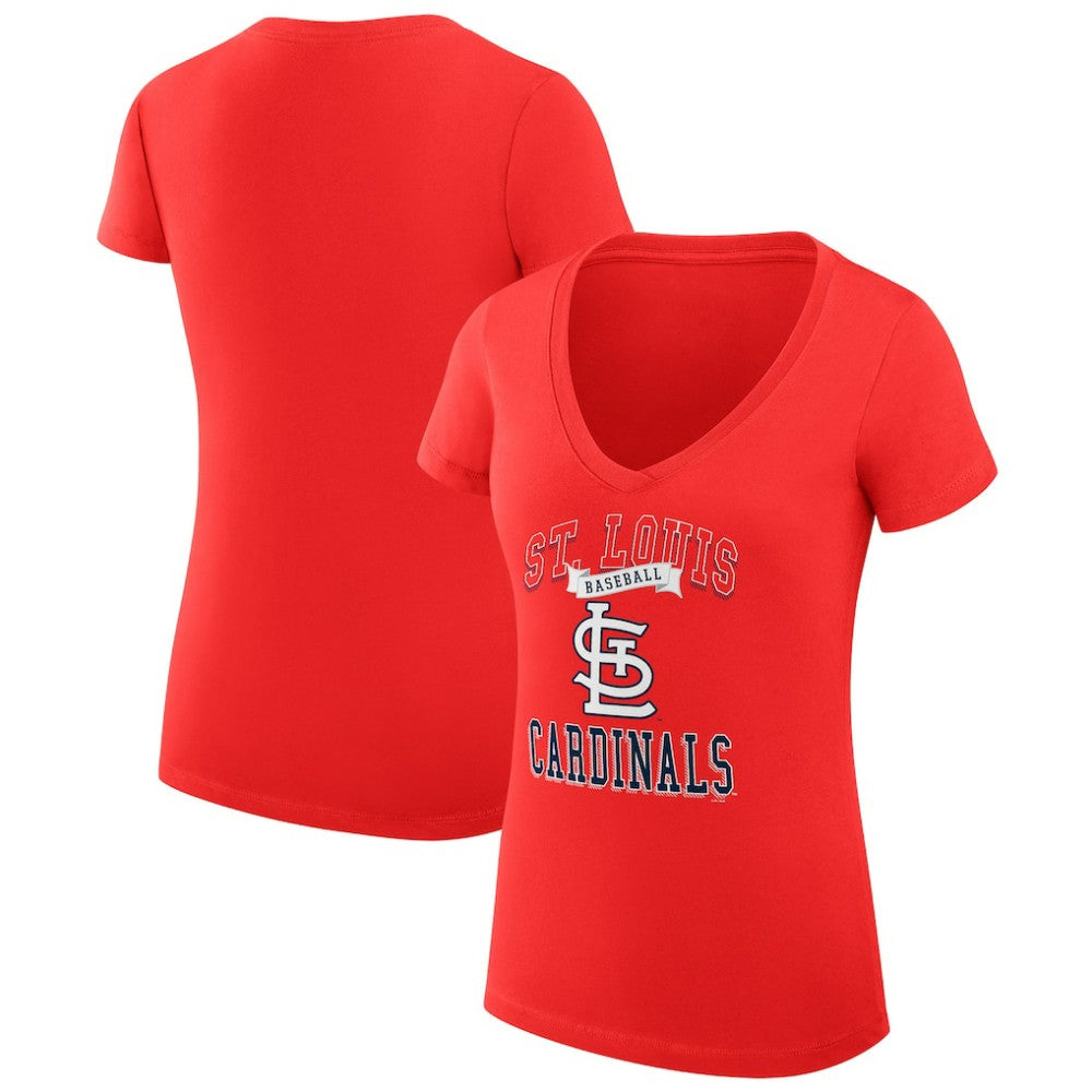 St. Louis Cardinals G-III 4Her by Carl Banks Women's Super-Slim Fit Lightweight Team Logo Graphic V-Neck T-Shirt - Red - MLB Online