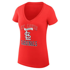 St. Louis Cardinals G-III 4Her by Carl Banks Women's Super-Slim Fit Lightweight Team Logo Graphic V-Neck T-Shirt - Red - MLB Online