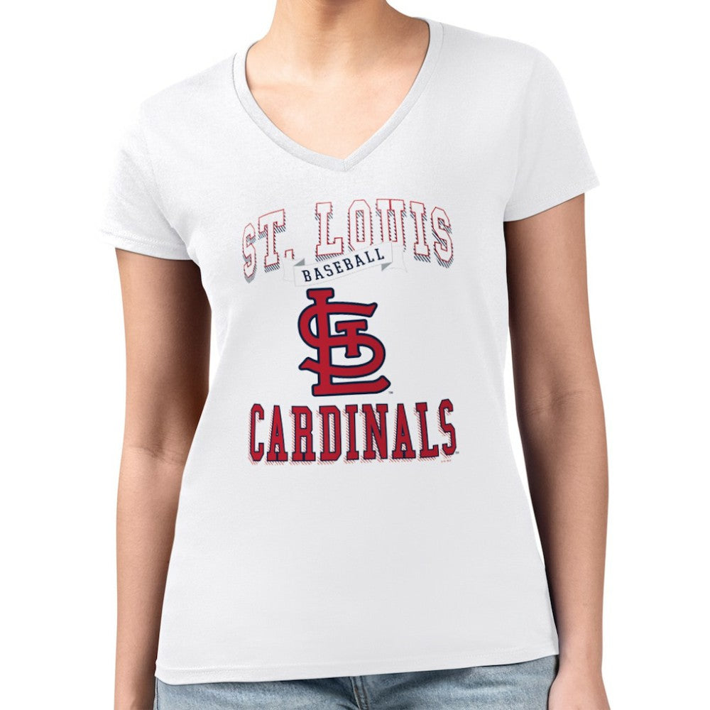 St. Louis Cardinals G-III 4Her by Carl Banks Women's Super-Slim Fit Lightweight Team Logo Graphic V-Neck T-Shirt - White - MLB on Sale