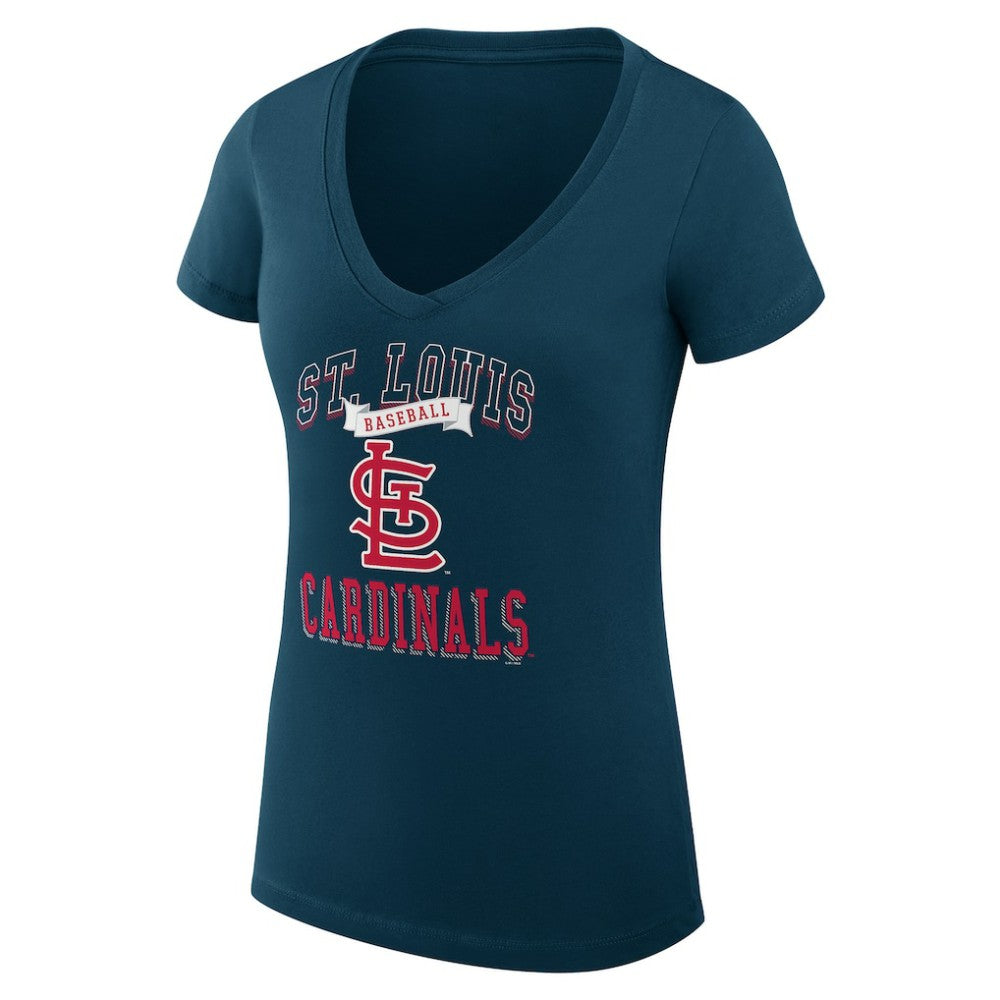 St. Louis Cardinals G-III 4Her by Carl Banks Women's Super-Slim Fit Lightweight Team Logo Graphic V-Neck T-Shirt - Navy - MLB Lifestyle