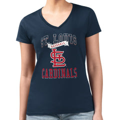 St. Louis Cardinals G-III 4Her by Carl Banks Women's Super-Slim Fit Lightweight Team Logo Graphic V-Neck T-Shirt - Navy - MLB Lifestyle