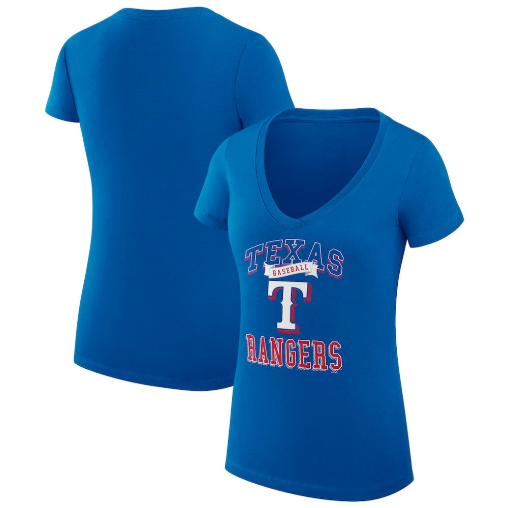 Texas Rangers G-III 4Her by Carl Banks Women's Super-Slim Fit Lightweight Team Logo Graphic V-Neck T-Shirt - Royal - MLB Discount