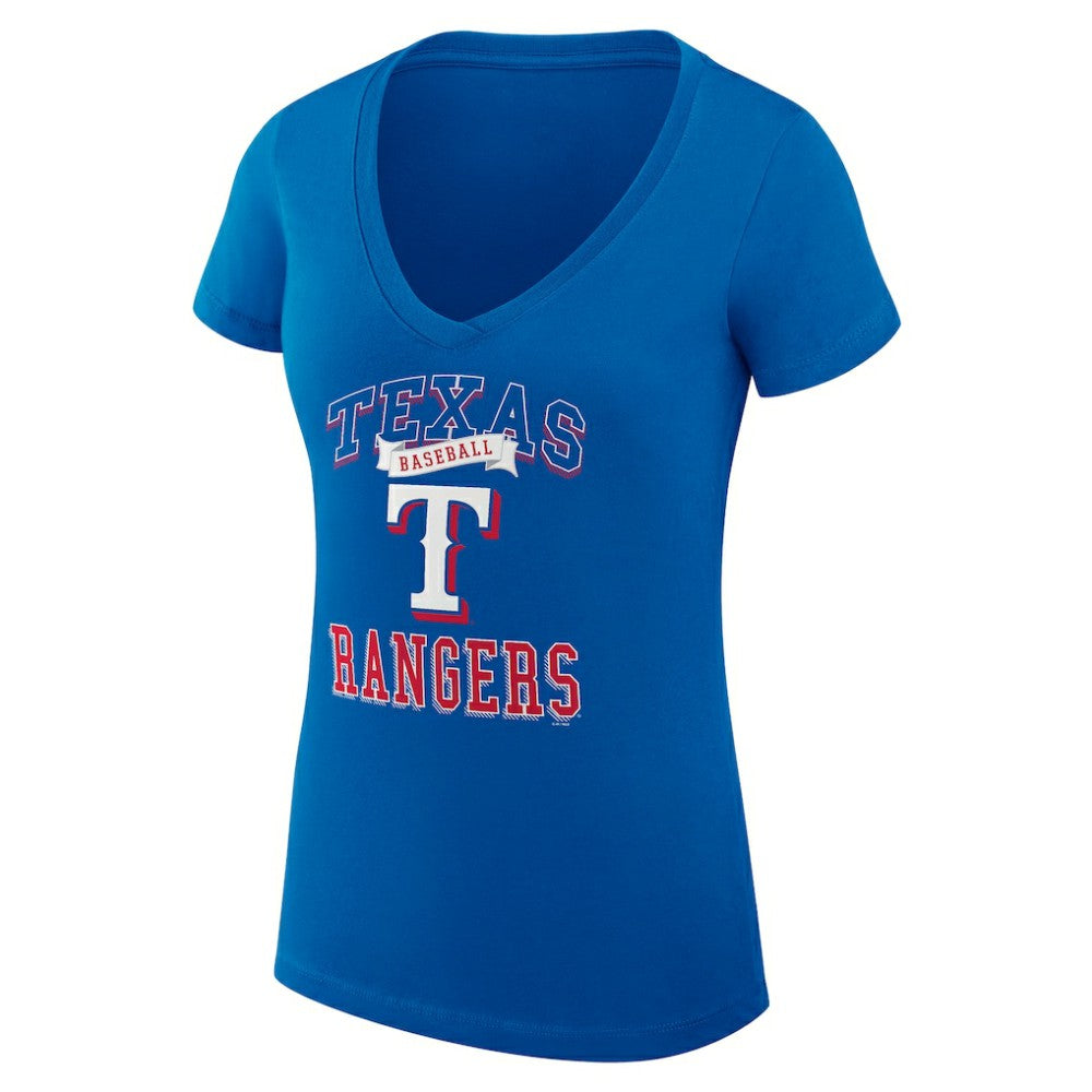 Texas Rangers G-III 4Her by Carl Banks Women's Super-Slim Fit Lightweight Team Logo Graphic V-Neck T-Shirt - Royal - MLB Discount