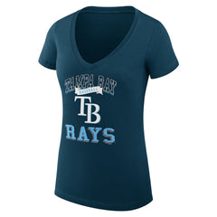 Tampa Bay Rays G-III 4Her by Carl Banks Women's Super-Slim Fit Lightweight Team Logo Graphic V-Neck T-Shirt - Navy - MLB on Sale