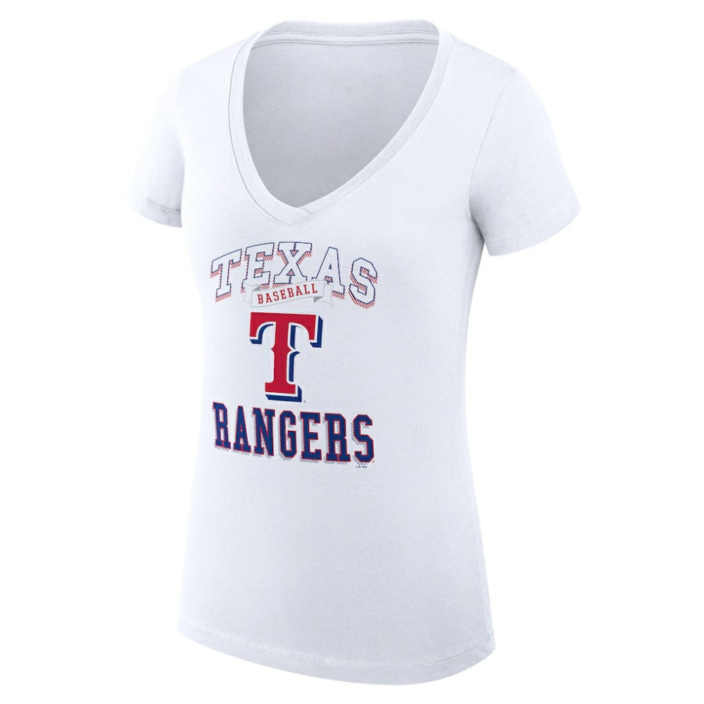 Texas Rangers G-III 4Her by Carl Banks Women's Super-Slim Fit Lightweight Team Logo Graphic V-Neck T-Shirt - White - MLB Sale