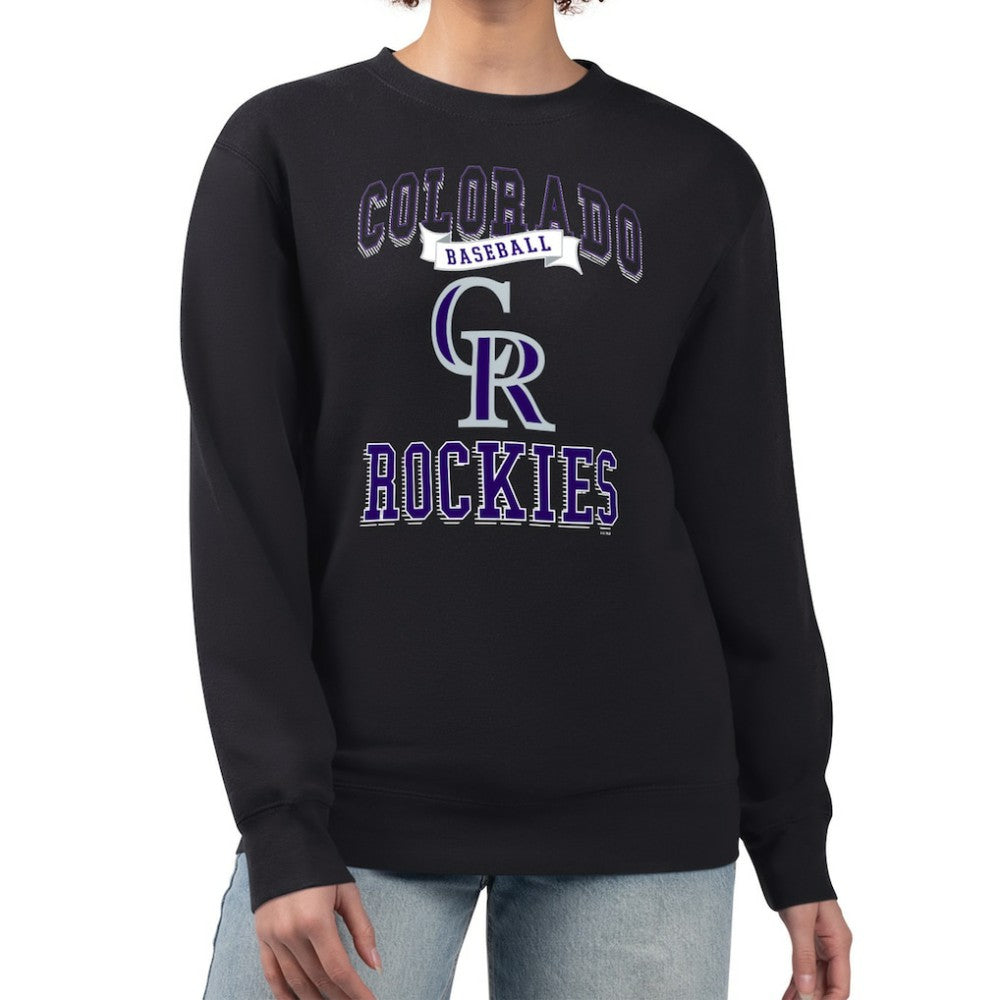 Colorado Rockies G-III 4Her by Carl Banks Women's Team Logo Graphic Tri-Blend Fleece Pullover Sweatshirt - Black - MLB Discount
