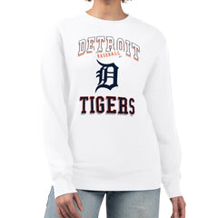 Detroit Tigers G-III 4Her by Carl Banks Women's Team Logo Graphic Tri-Blend Fleece Pullover Sweatshirt - White - MLB Lifestyle