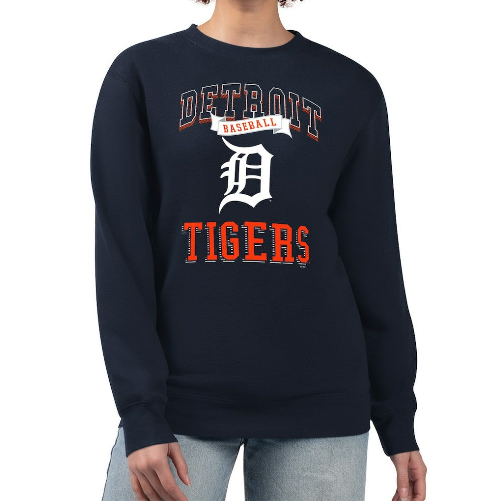 Detroit Tigers G-III 4Her by Carl Banks Women's Team Logo Graphic Tri-Blend Fleece Pullover Sweatshirt - Navy - MLB Lifestyle
