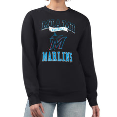 Miami Marlins G-III 4Her by Carl Banks Women's Team Logo Graphic Tri-Blend Fleece Pullover Sweatshirt - Black - MLB Lifestyle