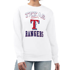 Texas Rangers G-III 4Her by Carl Banks Women's Team Logo Graphic Tri-Blend Fleece Pullover Sweatshirt - White - MLB on Sale
