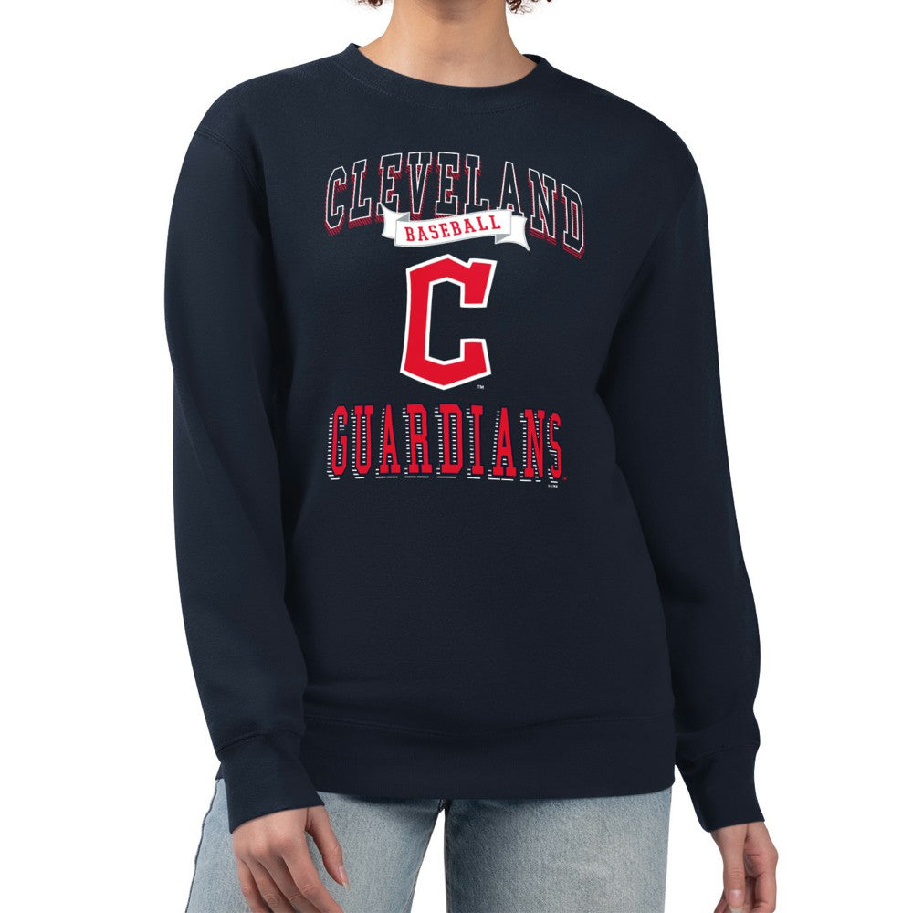Cleveland Guardians G-III 4Her by Carl Banks Women's Team Logo Graphic Tri-Blend Fleece Pullover Sweatshirt - Navy - MLB Discount