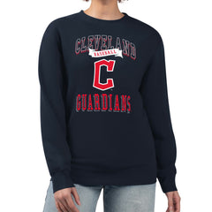 Cleveland Guardians G-III 4Her by Carl Banks Women's Team Logo Graphic Tri-Blend Fleece Pullover Sweatshirt - Navy - MLB Discount