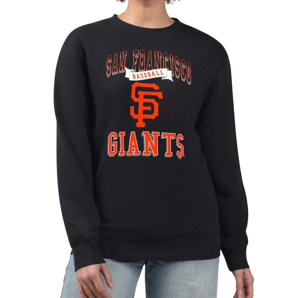 San Francisco Giants G-III 4Her by Carl Banks Women's Team Logo Graphic Tri-Blend Fleece Pullover Sweatshirt - Black - MLB Sale