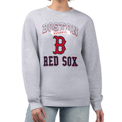 Boston Red Sox G-III 4Her by Carl Banks Women's Team Logo Graphic Tri-Blend Fleece Pullover Sweatshirt - Heather Gray - MLB Lifestyle