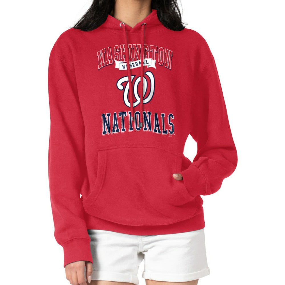 Washington Nationals G-III 4Her by Carl Banks Women's Team Logo Graphic Fleece Pullover Hoodie - Red - MLB Sale
