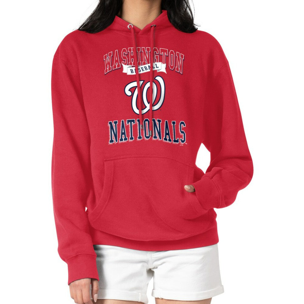 Washington Nationals G-III 4Her by Carl Banks Women's Team Logo Graphic Fleece Pullover Hoodie - Red - MLB Sale