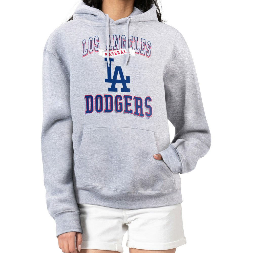 Los Angeles Dodgers G-III 4Her by Carl Banks Women's Team Logo Graphic Fleece Pullover Hoodie - Heather Gray - MLB Lifestyle