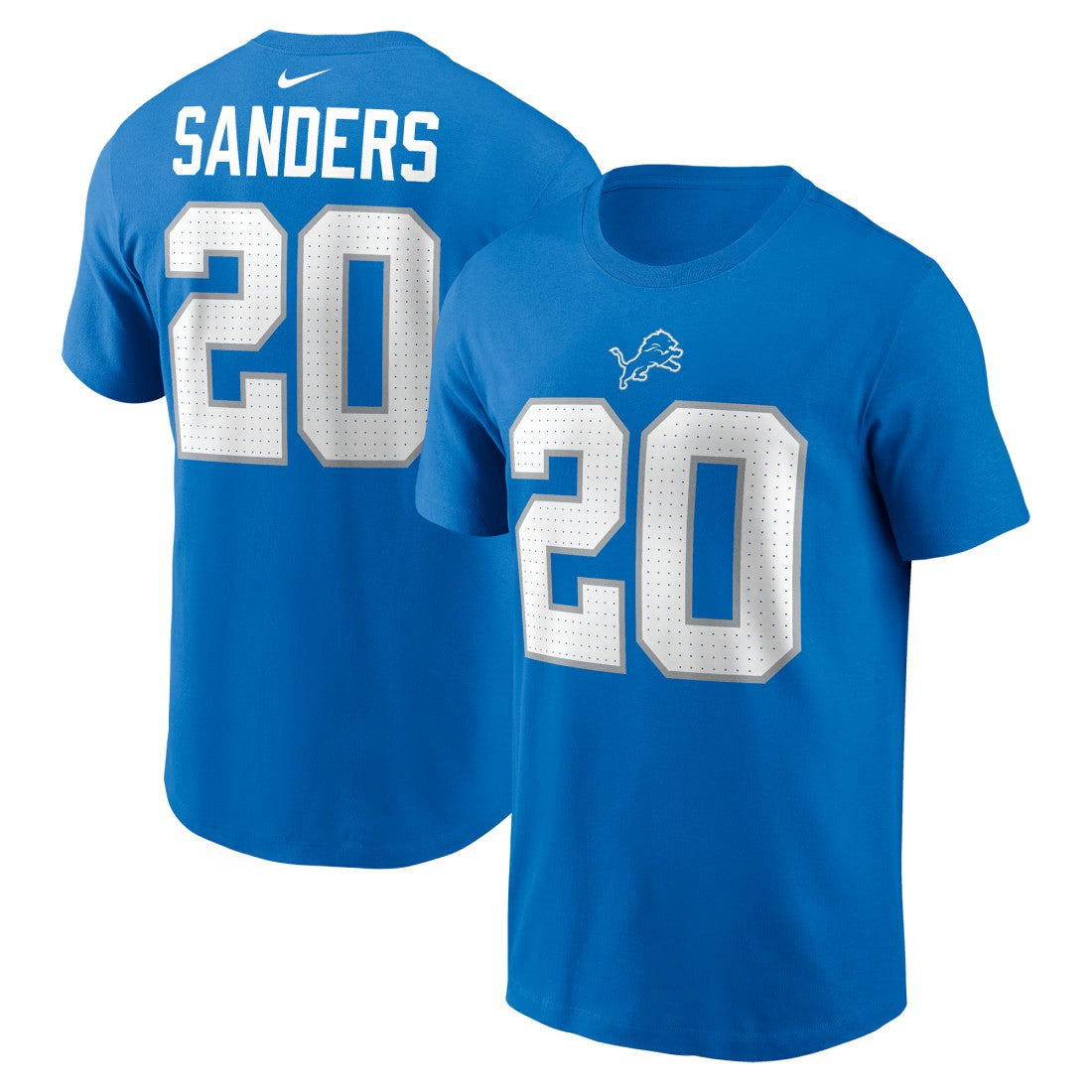 Nike Barry Sanders Detroit Lions Retired Player Name & Number T-Shirt Blue