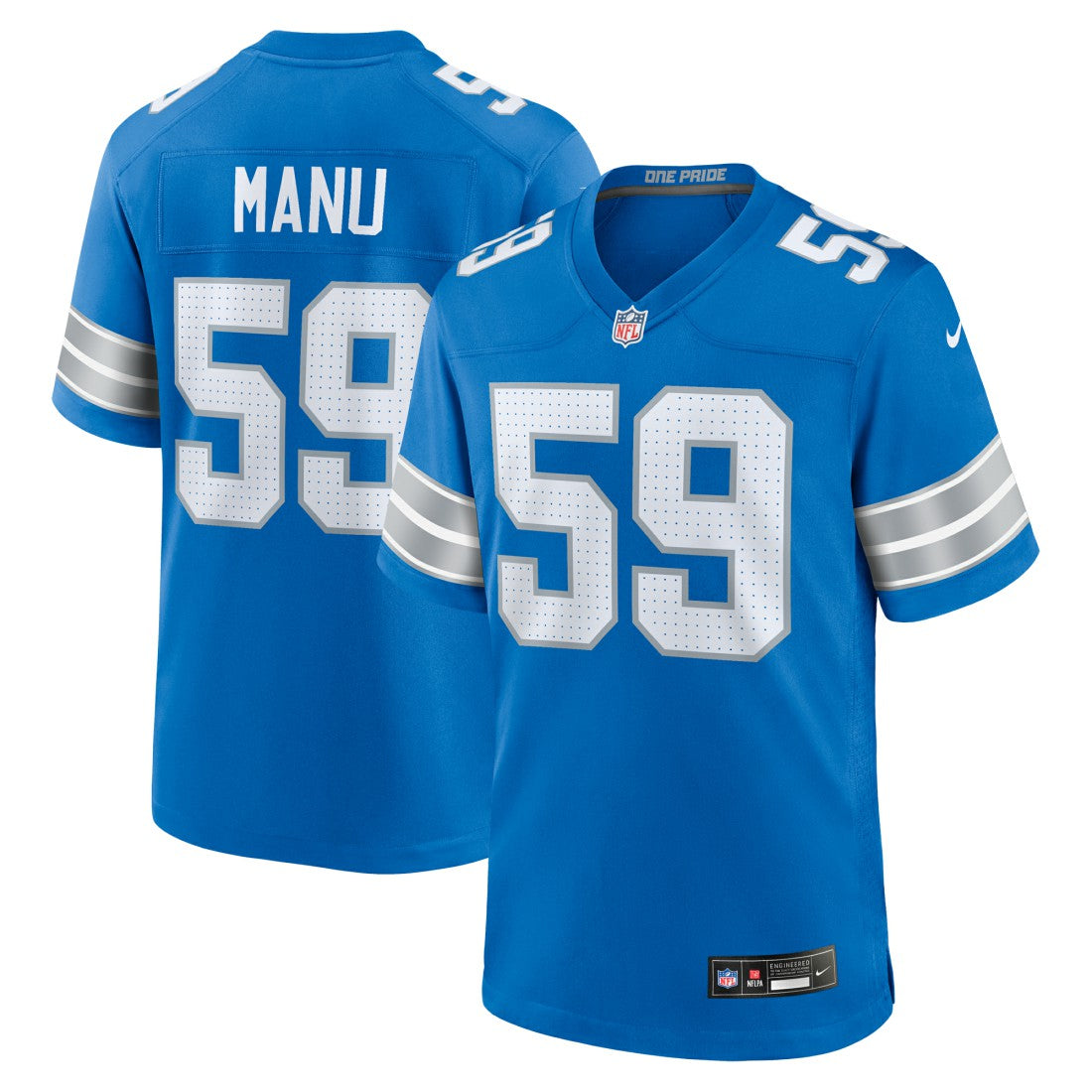 Nike Giovanni Manu Detroit Lions Team Game Jersey Blue
