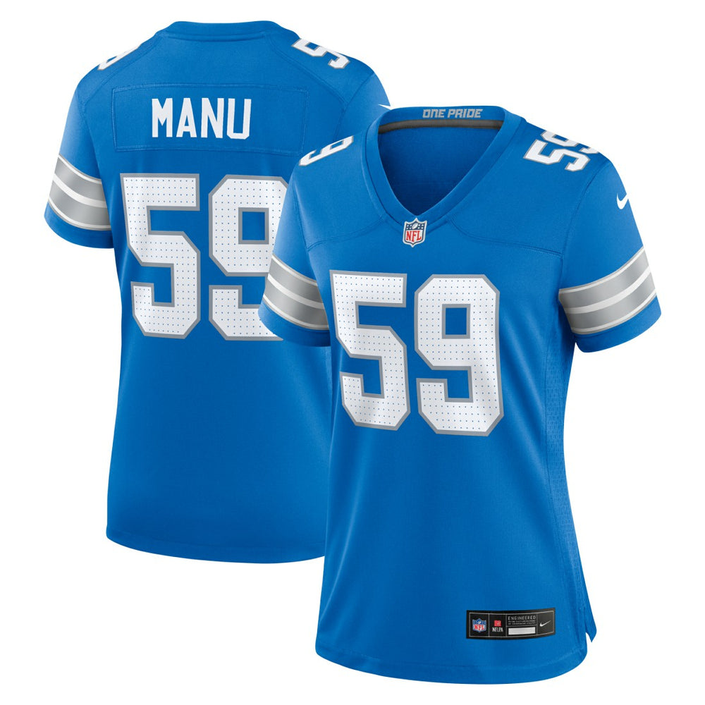 Nike Giovanni Manu Detroit Lions Women's Team Game Jersey Blue