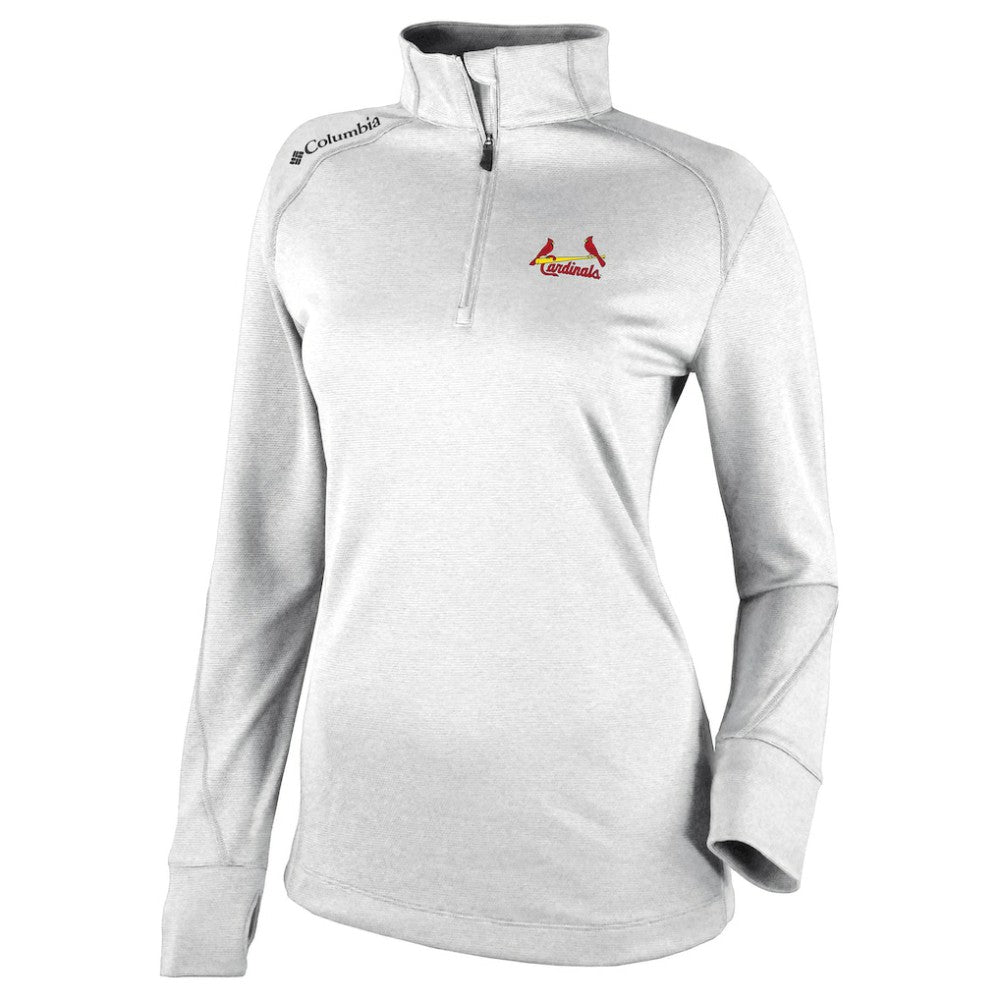 St. Louis Cardinals Columbia Women's Cooperstown Collection Shotgun 2.0 Omni-Wick Quarter-Zip Top - White - Columbia Discount