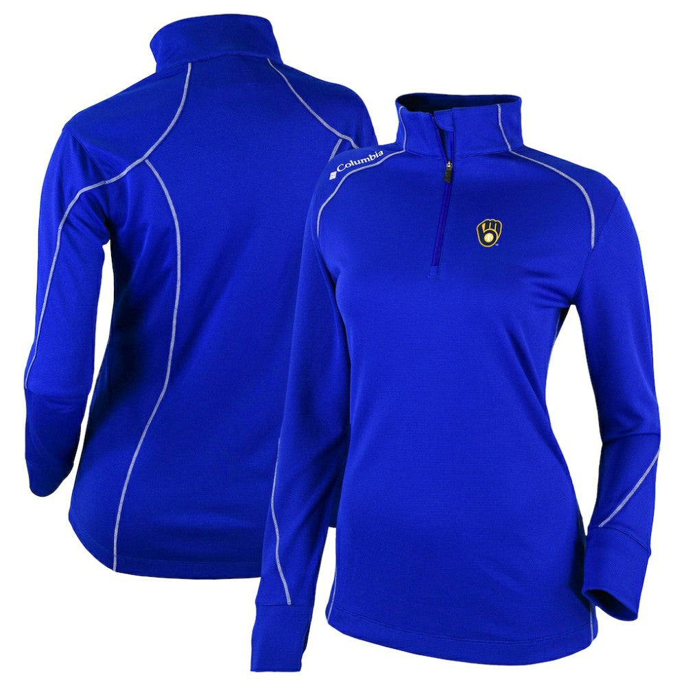 Milwaukee Brewers Columbia Women's Cooperstown Collection Shotgun 2.0 Omni-Wick Quarter-Zip Top - Royal - Columbia on Sale
