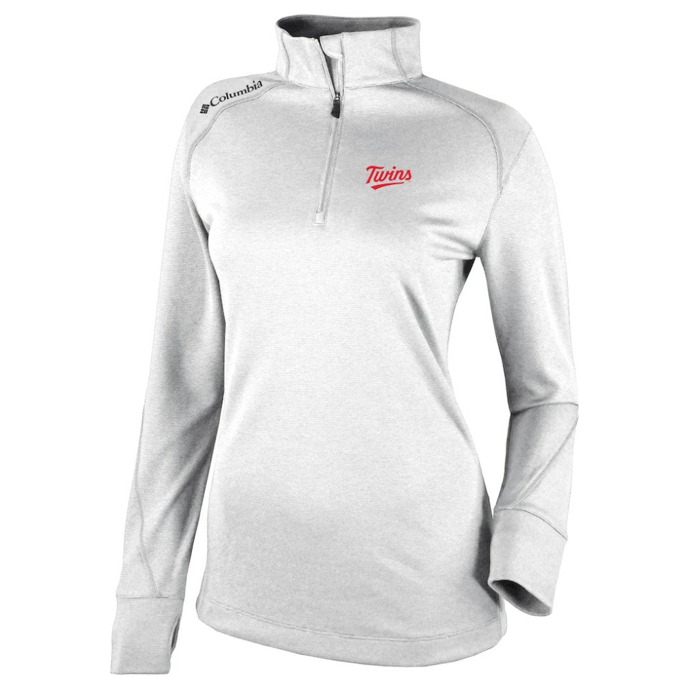 Minnesota Twins Columbia Women's Cooperstown Collection Shotgun 2.0 Omni-Wick Quarter-Zip Top - White - Columbia Lifestyle