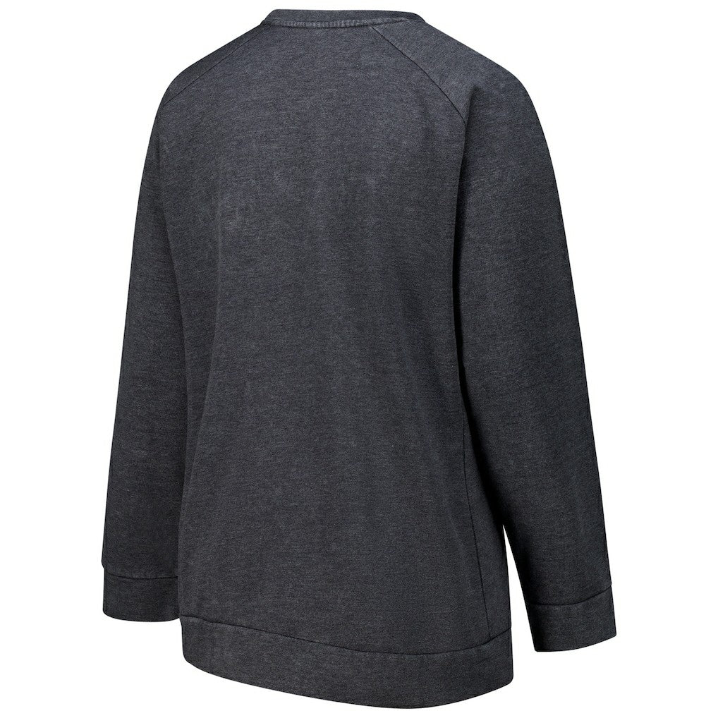 Minnesota Vikings Profile Women's Plus Size Acid Wash Raglan Sweatshirt Charcoal