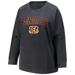 Cincinnati Bengals Profile Women's Plus Size Acid Wash Raglan Sweatshirt Charcoal