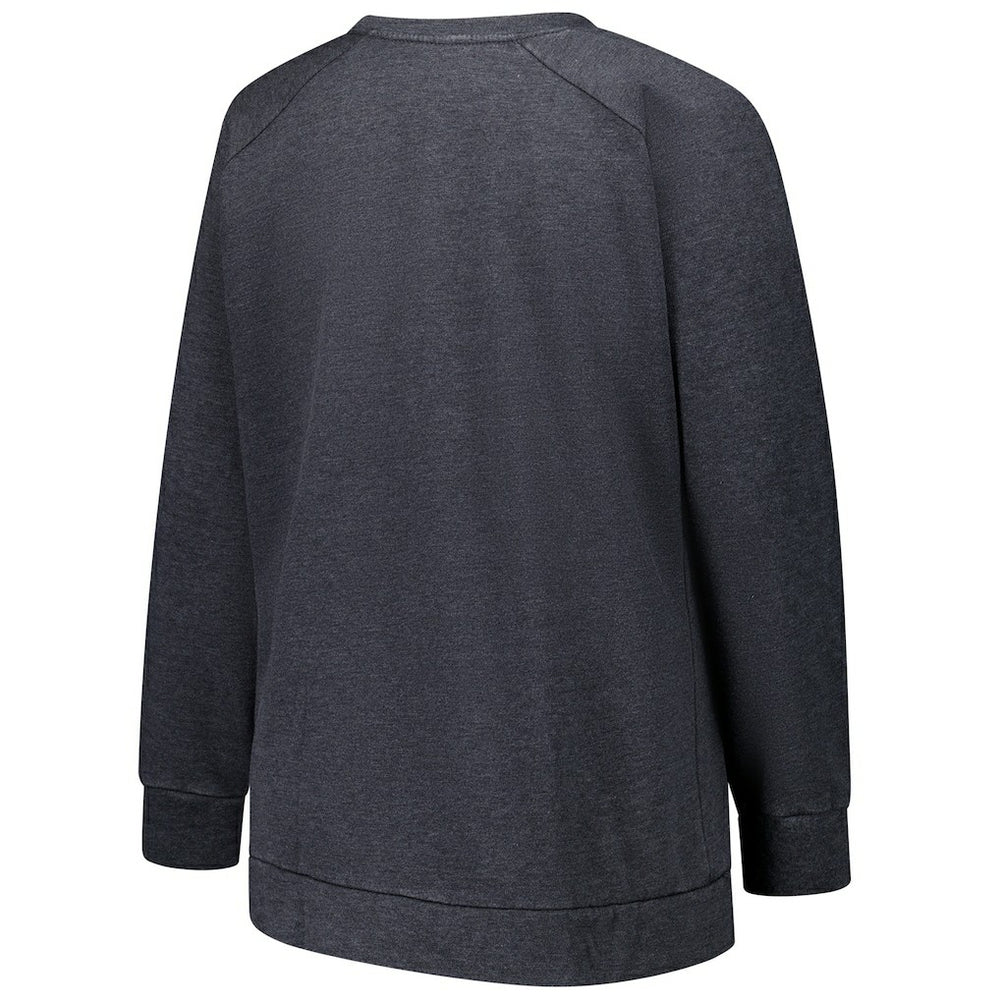 Miami Dolphins Profile Women's Plus Size Acid Wash Raglan Sweatshirt Charcoal