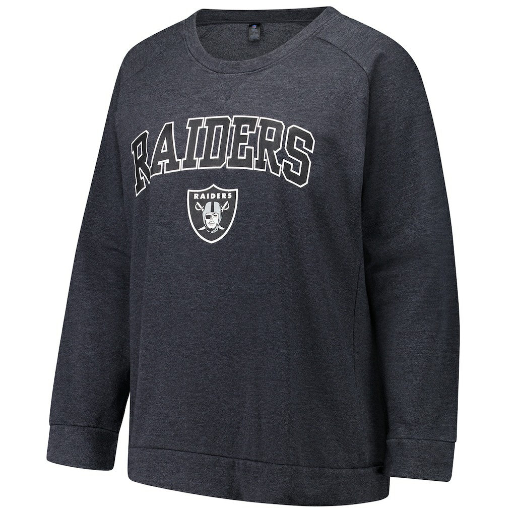 Las Vegas Raiders Profile Women's Plus Size Acid Wash Raglan Sweatshirt Charcoal