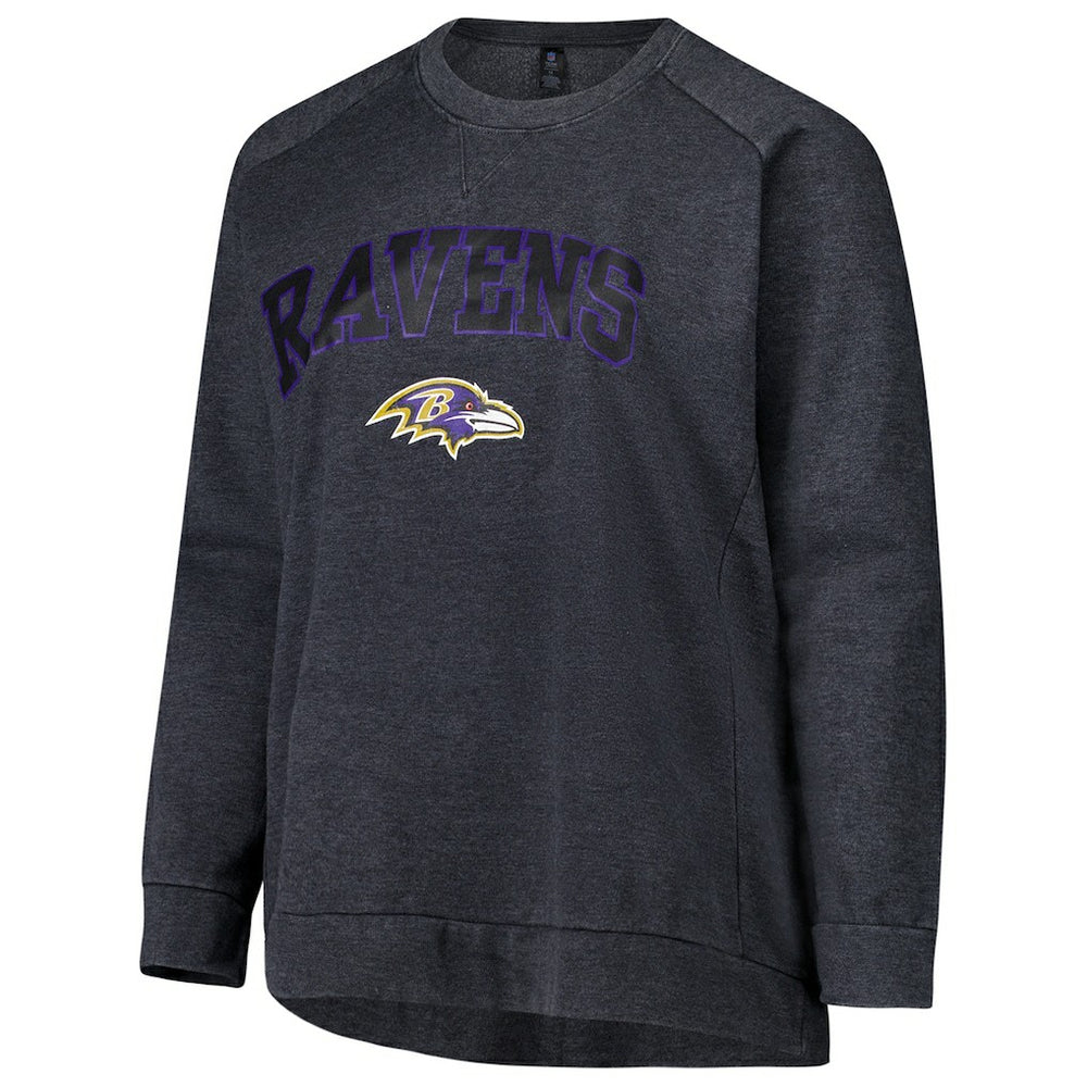 Baltimore Ravens Profile Women's Plus Size Acid Wash Raglan Sweatshirt Charcoal