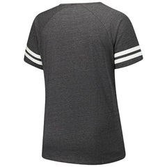 Fanatics Arizona Cardinals Women's Plus Size Logo Striped Raglan Notch Neck T-Shirt Charcoal