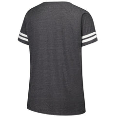 Fanatics New York Jets Women's Plus Size Logo Striped Raglan Notch Neck T-Shirt Charcoal