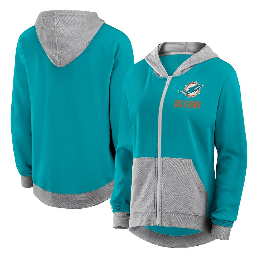 Fanatics Miami Dolphins Women's Hit It Full-Zip Hoodie Aqua