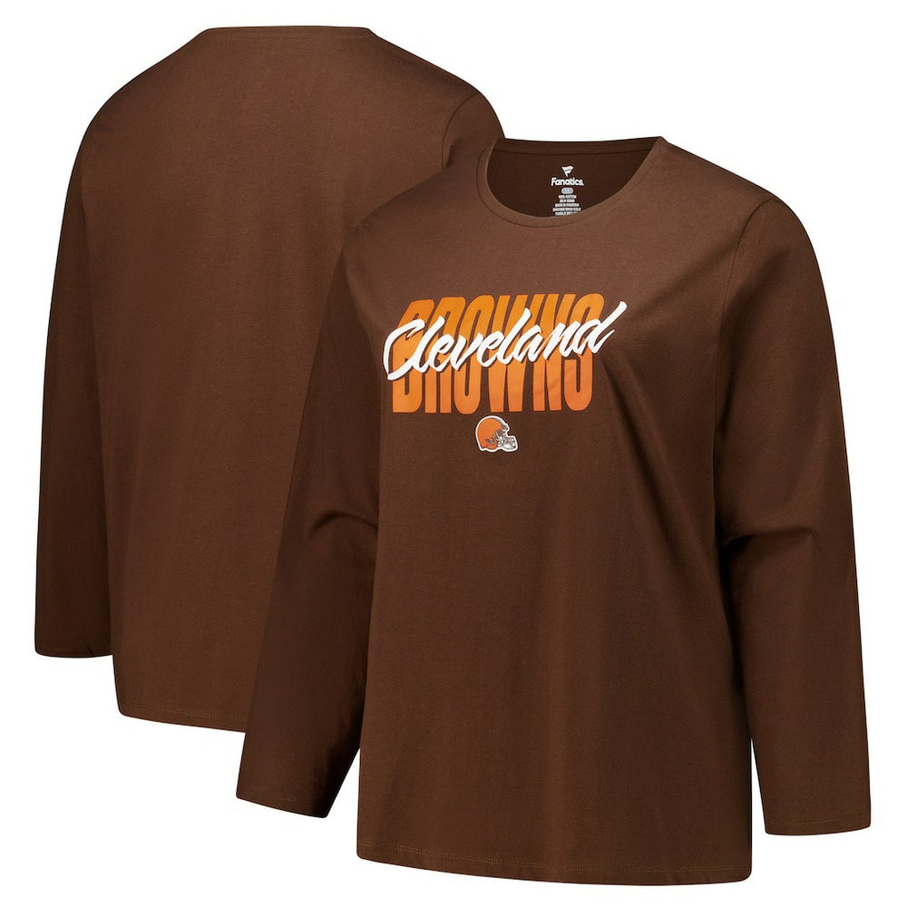 Fanatics Cleveland Browns Women's Long Sleeve Scoop Neck T-Shirt Brown