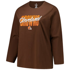 Fanatics Cleveland Browns Women's Long Sleeve Scoop Neck T-Shirt Brown