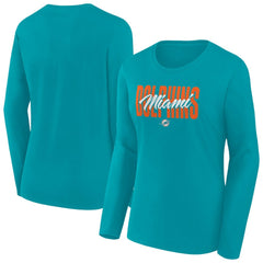 Fanatics Miami Dolphins Women's Long Sleeve Scoop Neck T-Shirt Aqua