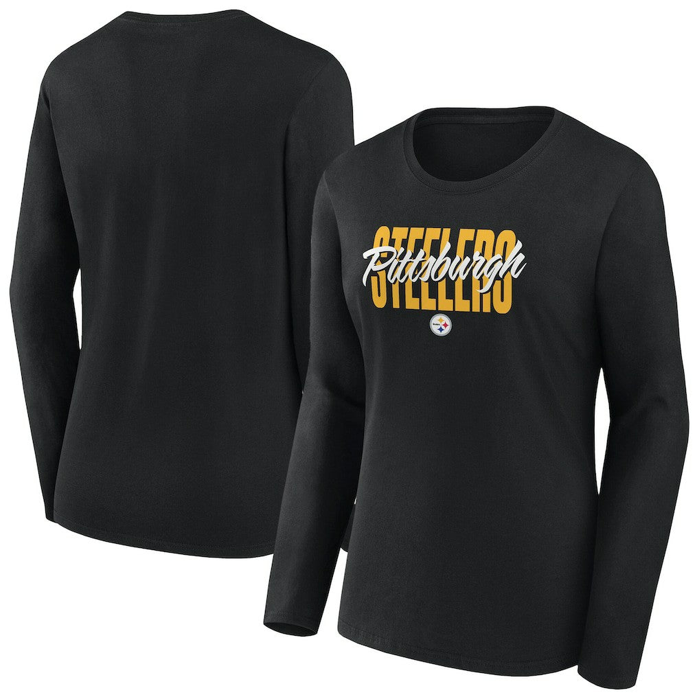 Fanatics Pittsburgh Steelers Women's Long Sleeve Scoop Neck T-Shirt Black