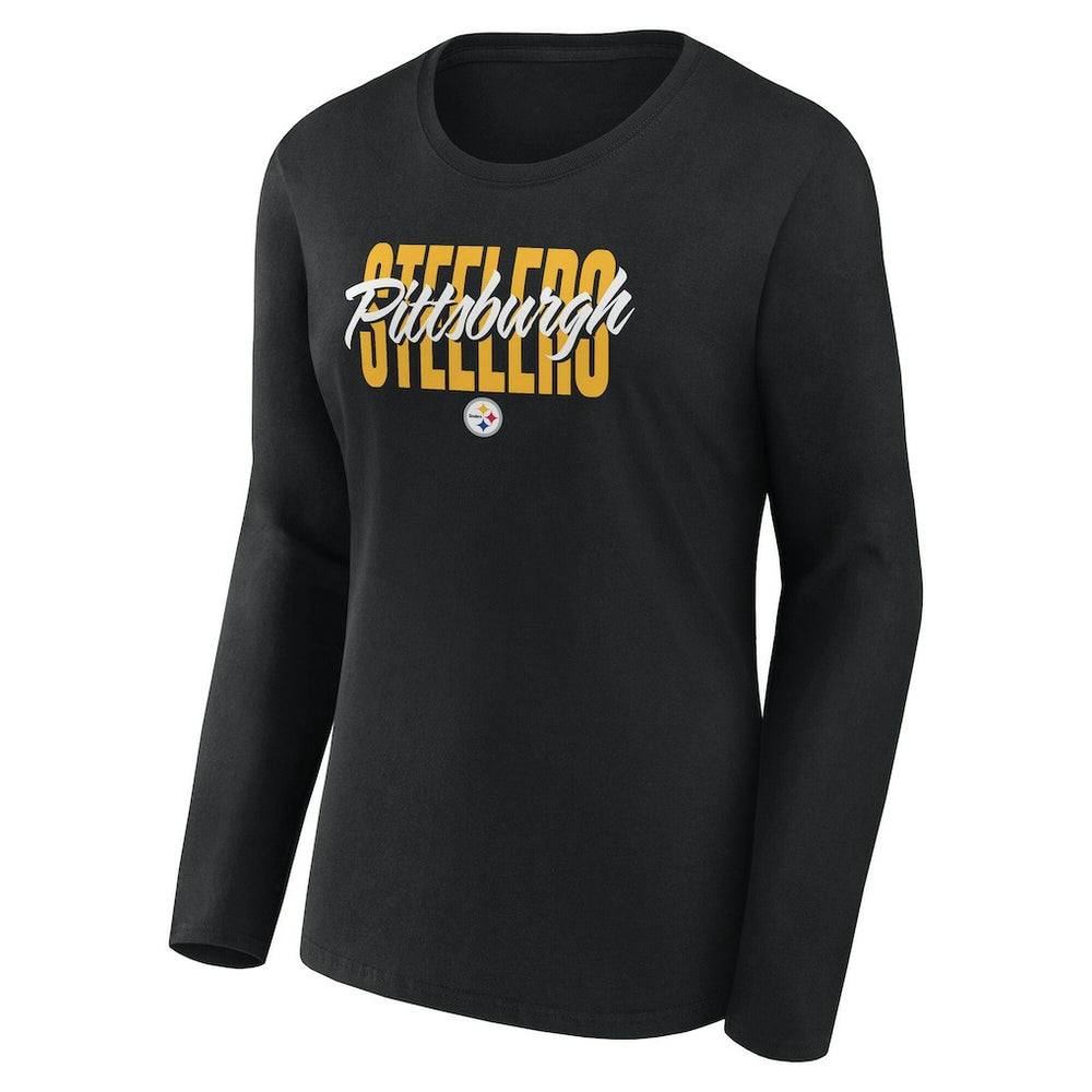 Fanatics Pittsburgh Steelers Women's Long Sleeve Scoop Neck T-Shirt Black