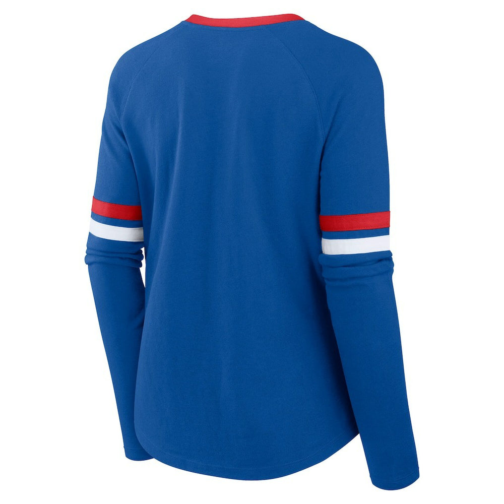 Fanatics Buffalo Bills Women's Plus Size Won & Done Lace-Up V-Neck Long Sleeve T-Shirt Royal