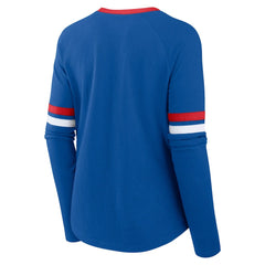Fanatics Buffalo Bills Women's Plus Size Won & Done Lace-Up V-Neck Long Sleeve T-Shirt Royal