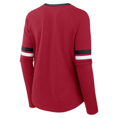 Fanatics San Francisco 49ers Women's Plus Size Won & Done Lace-Up V-Neck Long Sleeve T-Shirt Scarlet