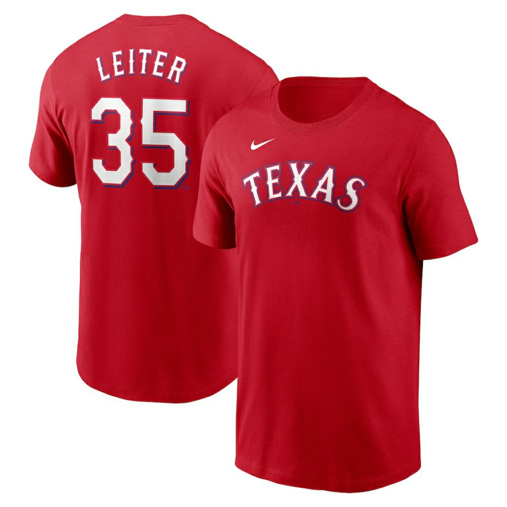 Jack Leiter Texas Rangers Nike Fuse Name & Number T-Shirt - Red - Nike on Sale