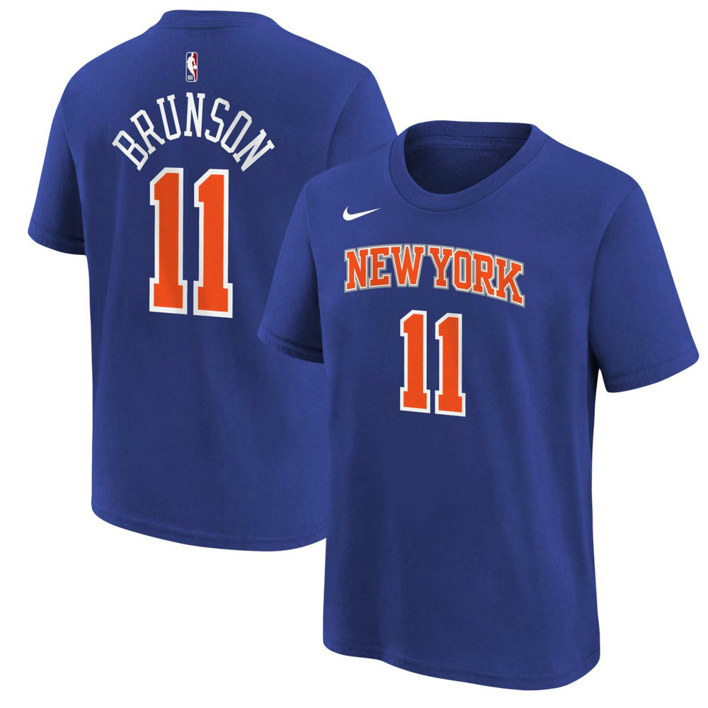 Jalen Brunson New York Knicks Youth Icon Name & Number T-Shirt Blue | Nike for sale