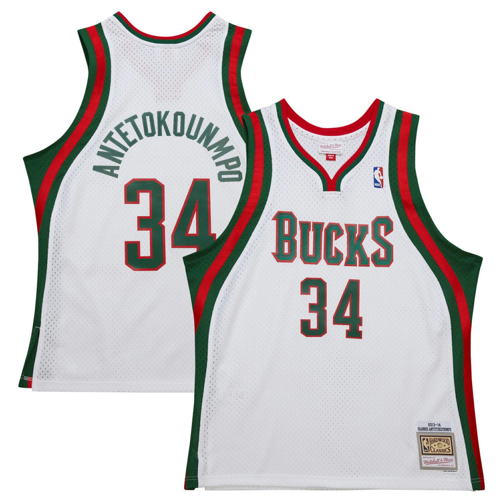 Giannis Antetokounmpo Milwaukee Bucks 2013/14 Hardwood Classics Swingman Jersey White | Mitchell & Ness for sale