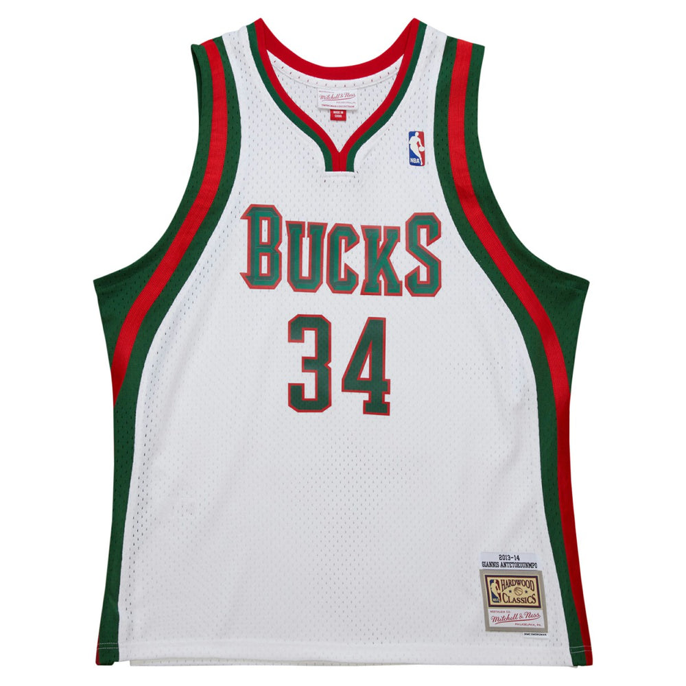 Giannis Antetokounmpo Milwaukee Bucks 2013/14 Hardwood Classics Swingman Jersey White | Mitchell & Ness for sale