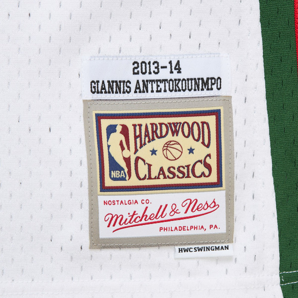 Giannis Antetokounmpo Milwaukee Bucks 2013/14 Hardwood Classics Swingman Jersey White | Mitchell & Ness for sale